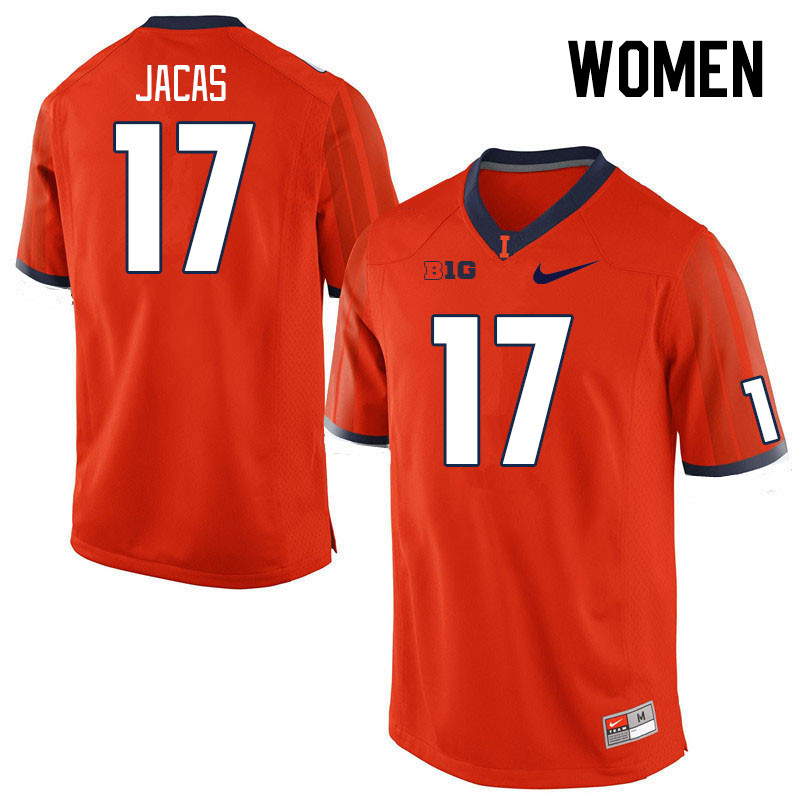 Women #17 Gabe Jacas Illinois Fighting Illini College Football Jerseys Stitched Sale-Orange
